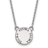 Sterling Silver Rhodium-plated LogoArt Sigma Sigma Sigma Sorority Text Small Color Enamel Pendant Necklace, 18" view 1