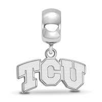 Sterling Silver Rhodium-plated LogoArt Texas Christian University T-c-u Extra Small Dangle Bead Charm view 2