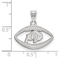 Sterling Silver Rhodium-plated LogoArt University of Colorado Buffalo Football Pendant view 2