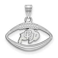 Sterling Silver Rhodium-plated LogoArt University of Colorado Buffalo Football Pendant view 1