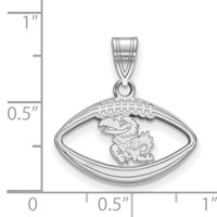 Sterling Silver Rhodium-plated LogoArt University of Kansas Jayhawk Football Pendant view 2