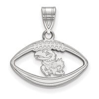 Sterling Silver Rhodium-plated LogoArt University of Kansas Jayhawk Football Pendant view 1