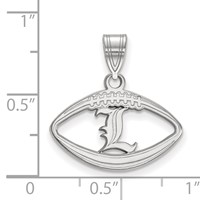 Sterling Silver Rhodium-plated LogoArt University of Louisville Letter L Football Pendant view 2