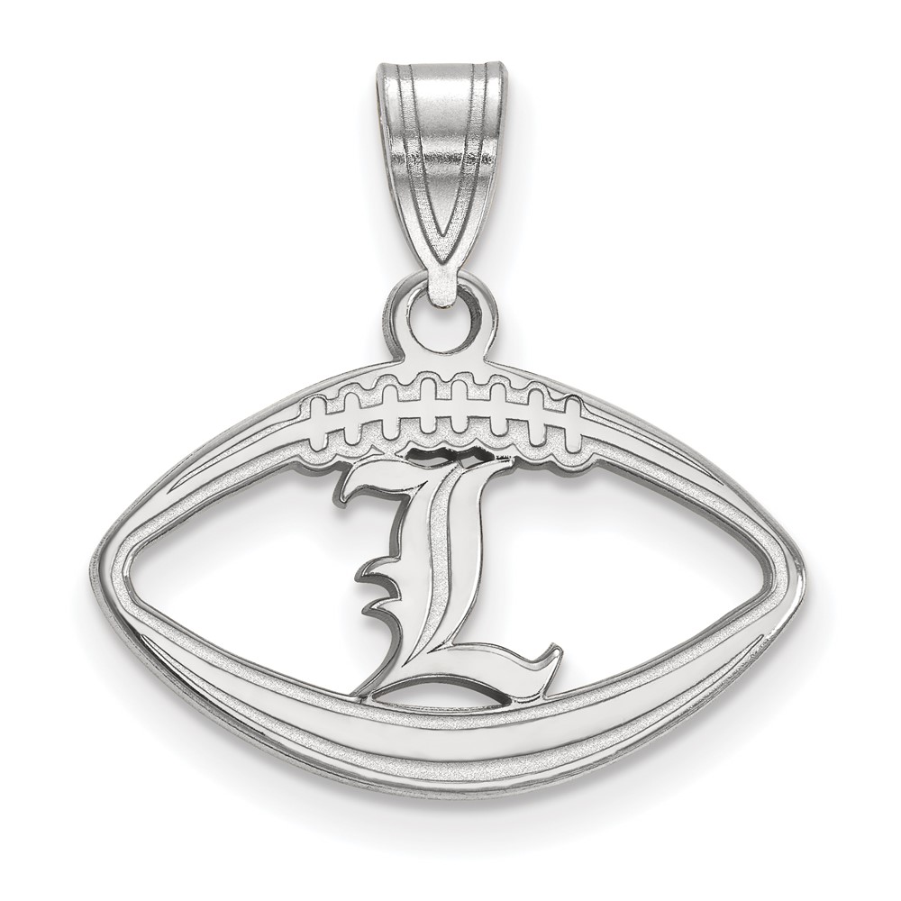Sterling Silver Rhodium-plated LogoArt University of Louisville Letter L Football Pendant