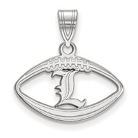 Sterling Silver Rhodium-plated LogoArt University of Louisville Letter L Football Pendant view 1