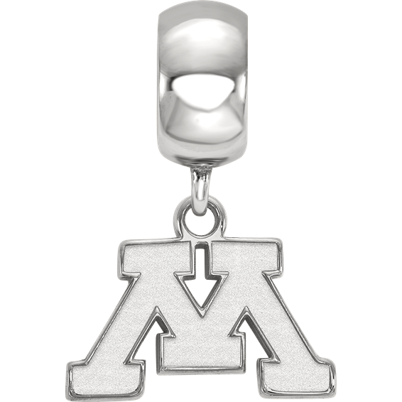 Sterling Silver Rhodium-plated LogoArt University of Minnesota Letter M Extra Small Dangle Bead Charm