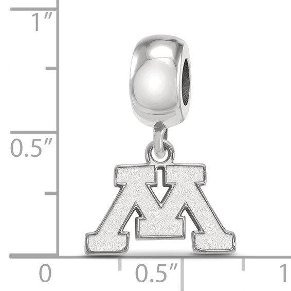 Sterling Silver Rhodium-plated LogoArt University of Minnesota Letter M Extra Small Dangle Bead Charm