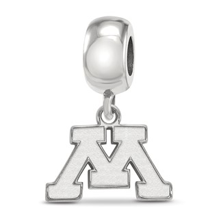 Sterling Silver Rhodium-plated LogoArt University of Minnesota Letter M Extra Small Dangle Bead Charm