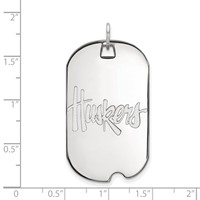 Sterling Silver Rhodium-plated LogoArt University of Nebraska Huskers Large Dog Tag Pendant view 2