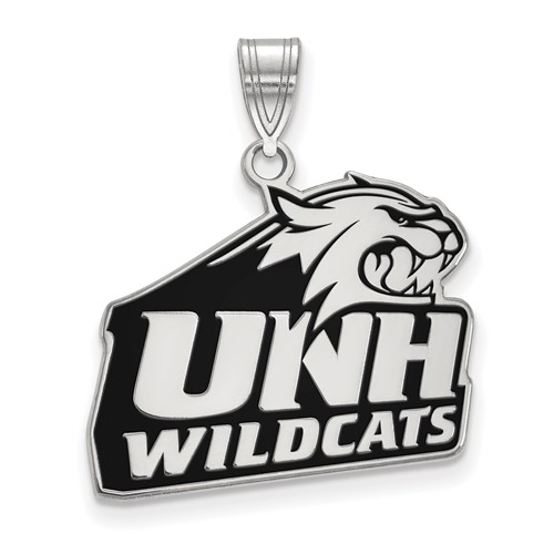 Sterling Silver Rhodium-plated LogoArt University of New Hampshire Large Enameled Pendant