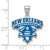 Sterling Silver Rhodium-plated LogoArt University of New Orleans U-n-o Extra Large Enameled Pendant view 2