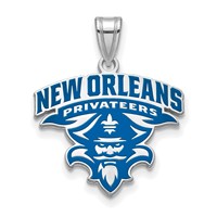 Sterling Silver Rhodium-plated LogoArt University of New Orleans U-n-o Extra Large Enameled Pendant view 1