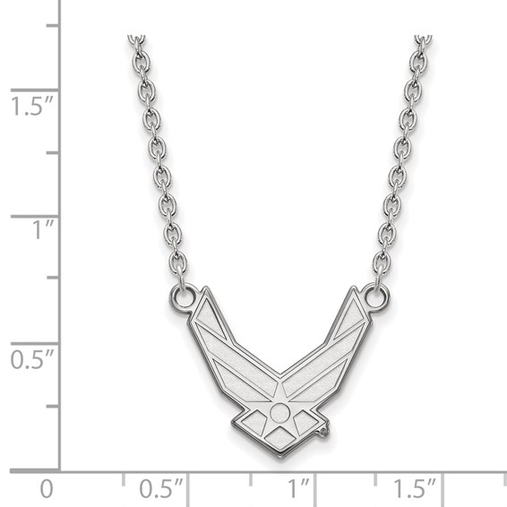 Sterling Silver Rhodium-plated LogoArt U.S. Air Force Large Pendant 18 inch Necklace