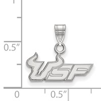 Sterling Silver Rhodium-plated LogoArt University of South Florida U-s-f Small Pendant view 2