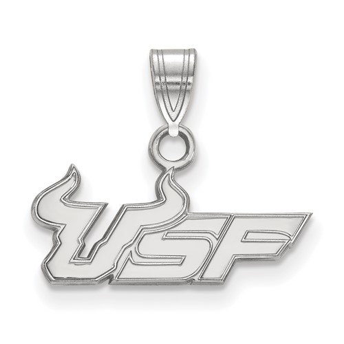 Sterling Silver Rhodium-plated LogoArt University of South Florida U-s-f Small Pendant
