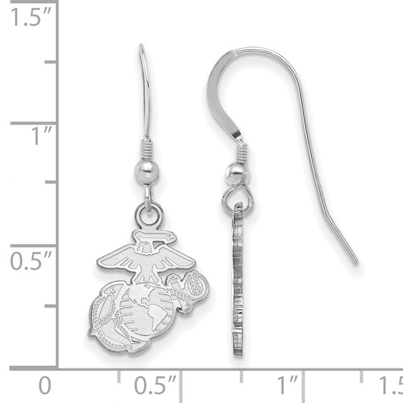 Sterling Silver Rh-Plat U.S. Marine Corps Dangle Earrings
