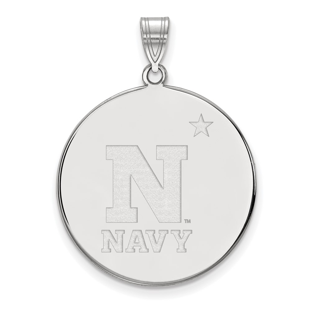 Sterling Silver Rhodium-plated LogoArt US Naval Academy Extra Large Disc Pendant