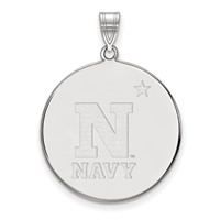 Sterling Silver Rhodium-plated LogoArt US Naval Academy Extra Large Disc Pendant view 1