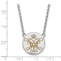 Sterling Silver Rhodium-plated LogoArt College of William and Mary Large Enameled Disc Pendant Necklace, 18" view 2