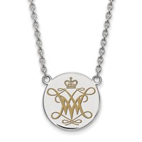 Sterling Silver Rhodium-plated LogoArt College of William and Mary Large Enameled Disc Pendant Necklace, 18" view 1