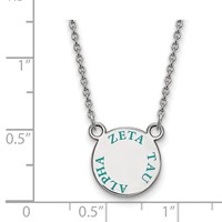 Sterling Silver Rhodium-plated LogoArt Zeta Tau Alpha Sorority Text Small Color Enamel Pendant Necklace, 18" view 2