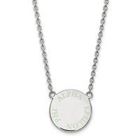 Sterling Silver Rhodium-plated LogoArt Alpha Epsilon Phi Sorority Text Small Color Enamel Pendant Necklace, 18" view 1