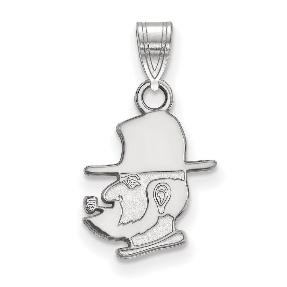Sterling Silver Rhodium-plated LogoArt Appalachian State University Mountaineer Small Pendant