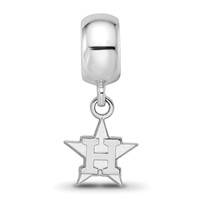 Sterling Silver Rhodium Plated Major League Baseball LogoArt Houston Astros Dangle Bead view 3
