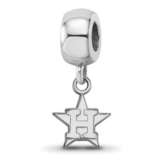 Sterling Silver Rhodium Plated Major League Baseball LogoArt Houston Astros Dangle Bead