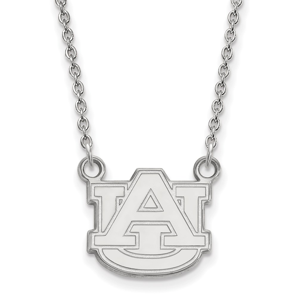 Sterling Silver Rhodium-plated LogoArt Auburn University Small Pendant Necklace, 18"