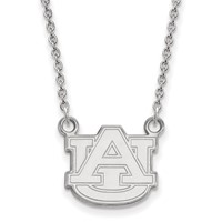 Sterling Silver Rhodium-plated LogoArt Auburn University Small Pendant Necklace, 18" view 1