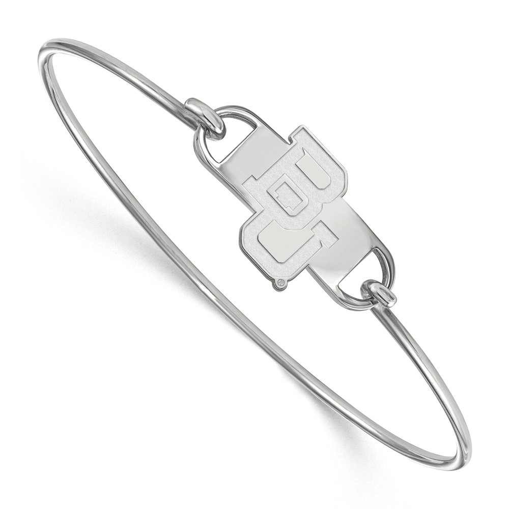 Sterling Silver Rhodium-plated LogoArt Baylor University Bears Small Center 7 Inch Wire Bangle