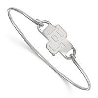 Sterling Silver Rhodium-plated LogoArt Baylor University Bears Small Center 7 Inch Wire Bangle view 1