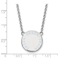 Sterling Silver Rhodium-plated LogoArt Delta Delta Delta Sorority Text Large Color Enamel Pendant Necklace, 18" view 2