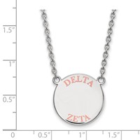 Sterling Silver Rhodium-plated LogoArt Delta Zeta Sorority Text Large Color Enamel Pendant Necklace, 18" view 2