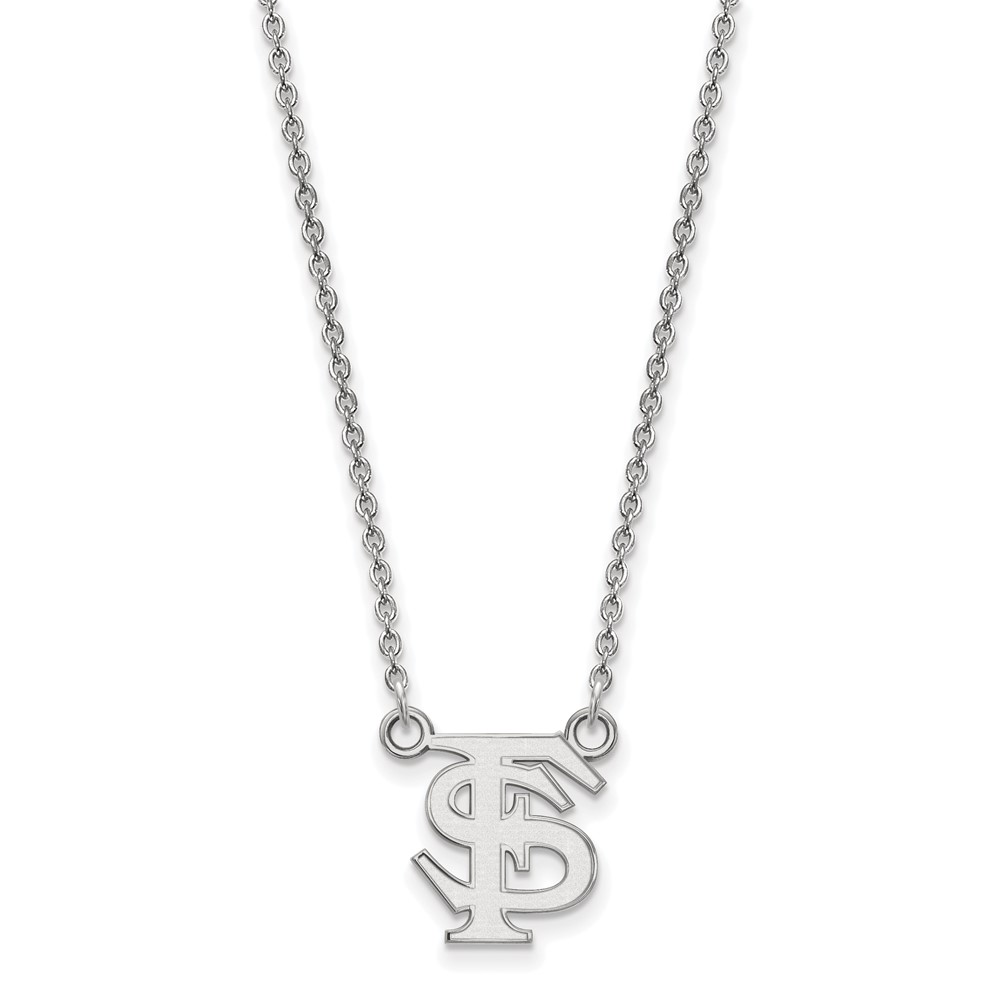 Sterling Silver Rhodium-plated LogoArt Florida State University F-s Small Pendant Necklace, 18"