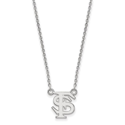 Sterling Silver Rhodium-plated LogoArt Florida State University F-s Small Pendant Necklace, 18"