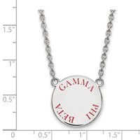 Sterling Silver Rhodium-plated LogoArt Gamma Phi Beta Sorority Text Large Color Enamel Pendant Necklace, 18" view 2