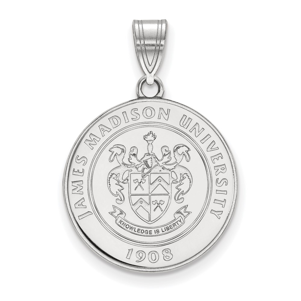 Sterling Silver Rhodium-plated LogoArt James Madison University Large Crest Pendant