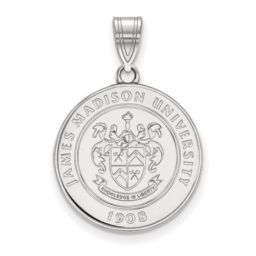 Sterling Silver Rhodium-plated LogoArt James Madison University Large Crest Pendant
