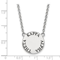 Sterling Silver Rhodium-plated LogoArt Kappa Alpha Theta Sorority Text Large Color Enamel Pendant Necklace, 18" view 2