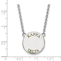 Sterling Silver Rhodium-plated LogoArt Kappa Delta Sorority Text Large Color Enamel Pendant Necklace, 18" view 2