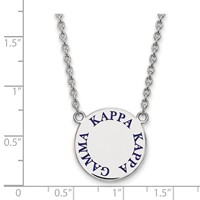 Sterling Silver Rhodium-plated LogoArt Kappa Kappa Gamma Sorority Text Large Color Enamel Pendant Necklace, 18" view 2