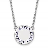Sterling Silver Rhodium-plated LogoArt Kappa Kappa Gamma Sorority Text Large Color Enamel Pendant Necklace, 18" view 1