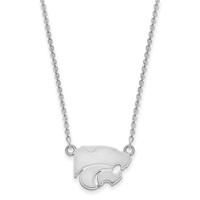 Sterling Silver Rhodium-plated LogoArt Kansas State University Wildcat Small Pendant Necklace, 18" view 2