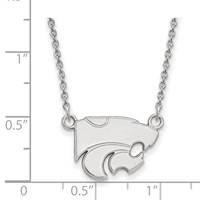 Sterling Silver Rhodium-plated LogoArt Kansas State University Wildcat Small Pendant Necklace, 18" view 3