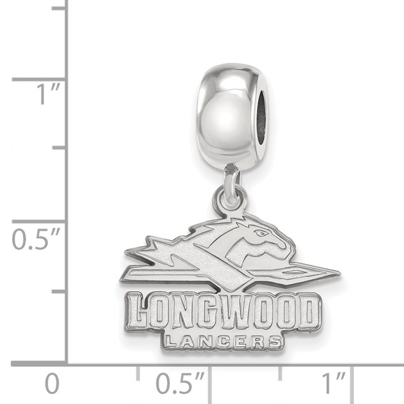 Sterling Silver Rhodium-plated LogoArt Longwood University Lancers Small Dangle Bead Charm