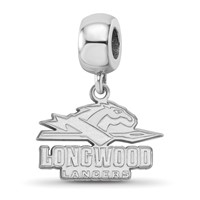 Sterling Silver Rhodium-plated LogoArt Longwood University Lancers Small Dangle Bead Charm view 1