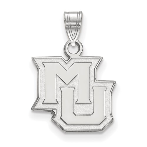 Sterling Silver Rhodium-plated LogoArt Marquette University M-u Small Pendant