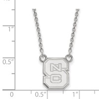 Sterling Silver Rhodium-plated LogoArt North Carolina State University N-c-s Small Pendant Necklace, 18" view 2